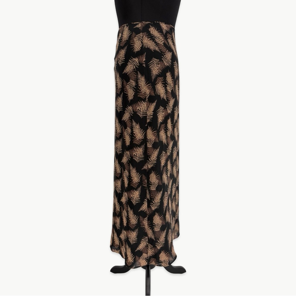 Vintage Calvin Klein Silk Maxi Skirt Bias Cut 90s Minimalist Size 4 Black Tan - Picture 8 of 16